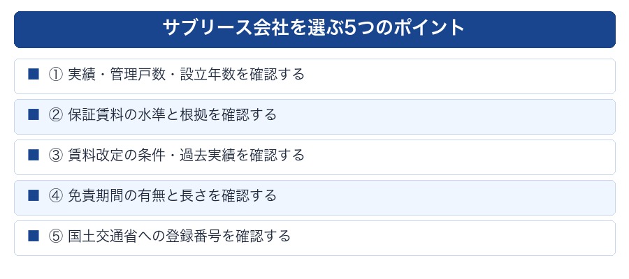 サブリース会社選び5つのポイント