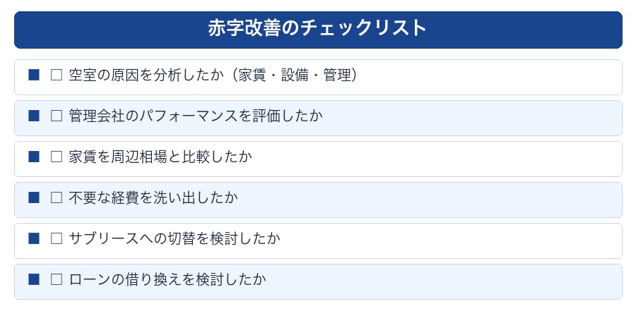 アパート赤字脱出チェックリスト